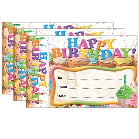 Edupress Happy Birthday Cupcakes Bookmark Awards, PK90 TCR63024